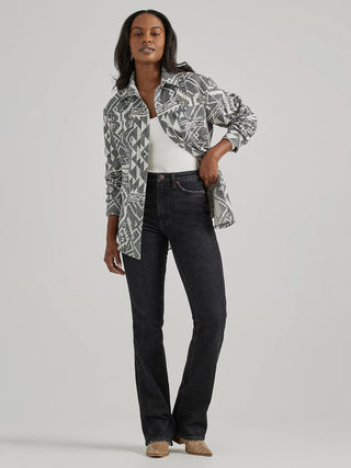 Wrangler Retro Women's Boyfriend Western Snap Shirt Grey Geo - Cowboy SwaggerWrangler Retro Women's Boyfriend Western Snap Shirt Grey GeoShirts & Tops