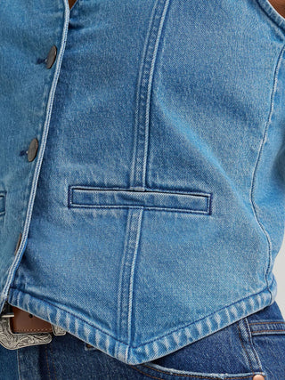 Wrangler Retro Women’s Light Denim Vest – Classic Western Jean Vest - Cowboy SwaggerWrangler Retro Women’s Light Denim Vest – Classic Western Jean Vest