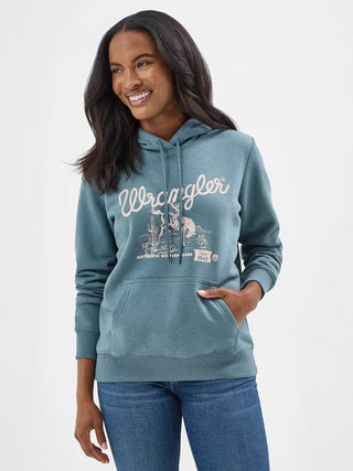 Wrangler Retro Women's Western Graphic Hoodie Goblin Blue - Cowboy SwaggerWrangler Retro Women's Western Graphic Hoodie Goblin BlueShirts & Tops