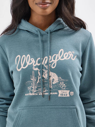 Wrangler Retro Women's Western Graphic Hoodie Goblin Blue - Cowboy SwaggerWrangler Retro Women's Western Graphic Hoodie Goblin BlueShirts & Tops