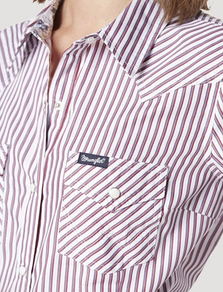 Wrangler Women’s Long Sleeve White/Red Stripe Western Shirt - Cowboy SwaggerWrangler Women’s Long Sleeve White/Red Stripe Western Shirt