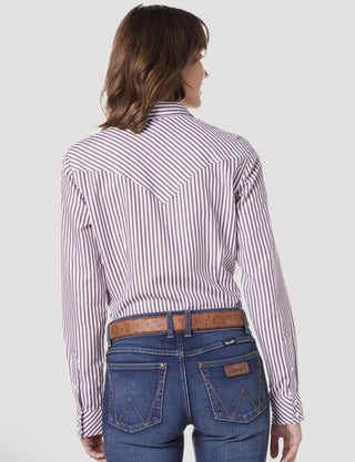 Wrangler Women’s Long Sleeve White/Red Stripe Western Shirt - Cowboy SwaggerWrangler Women’s Long Sleeve White/Red Stripe Western Shirt