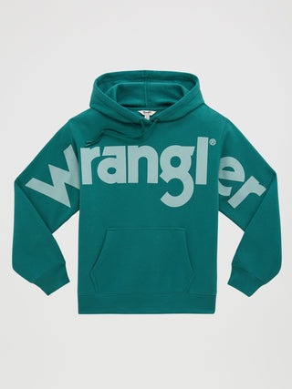 Wrangler Women’s Retro Oversized Logo Hoodie – Teal - Cowboy SwaggerWrangler Women’s Retro Oversized Logo Hoodie – TealShirts & Tops