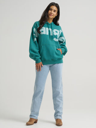 Wrangler Women’s Retro Oversized Logo Hoodie – Teal - Cowboy SwaggerWrangler Women’s Retro Oversized Logo Hoodie – TealShirts & Tops