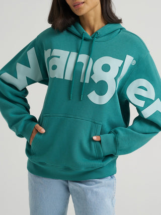 Wrangler Women’s Retro Oversized Logo Hoodie – Teal - Cowboy SwaggerWrangler Women’s Retro Oversized Logo Hoodie – TealShirts & Tops