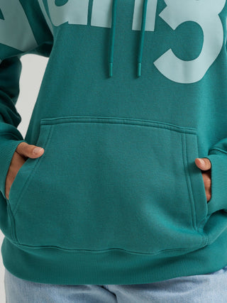 Wrangler Women’s Retro Oversized Logo Hoodie – Teal - Cowboy SwaggerWrangler Women’s Retro Oversized Logo Hoodie – TealShirts & Tops