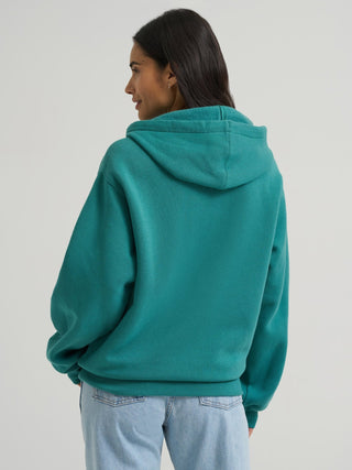 Wrangler Women’s Retro Oversized Logo Hoodie – Teal - Cowboy SwaggerWrangler Women’s Retro Oversized Logo Hoodie – TealShirts & Tops