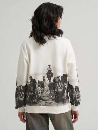 Wrangler Women’s Western Desert Scene Crewneck Sweatshirt – White - Cowboy SwaggerWrangler Women’s Western Desert Scene Crewneck Sweatshirt – WhiteShirts & Tops