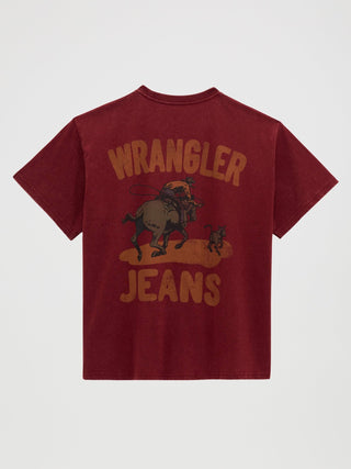 Wrangler Women’s Western Oversized Logo Graphic Tee – Vintage Red - Cowboy SwaggerWrangler Women’s Western Oversized Logo Graphic Tee – Vintage RedShirts & Tops