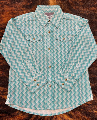 Wrangler Shirts & Tops Wrangler Boy's 20X Advanced Comfort Two Pocket Pearl Snap Green