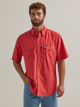 Wrangler Men's Shirts Wrangler Men’s Performance Short Sleeve Coral Red