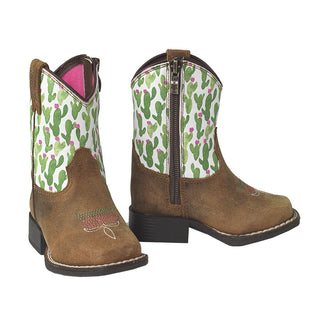 Ariat LIL’ STOMPERS Toddler Cowgirl Boots – Medium Brown Leather with Cactus & Fuchsia Flowers (A441000844) - Cowboy SwaggerAriat LIL’ STOMPERS Toddler Cowgirl Boots – Medium Brown Leather with Cactus & Fuchsia Flowers (A441000844)