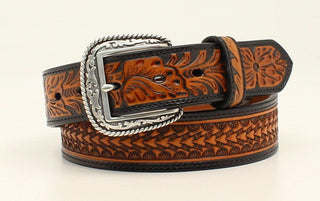Ariat Men’s Arrowhead Basketweave Leather Belt – Black/Tan (A1020867) - Cowboy SwaggerAriat Men’s Arrowhead Basketweave Leather Belt – Black/Tan (A1020867)Belts