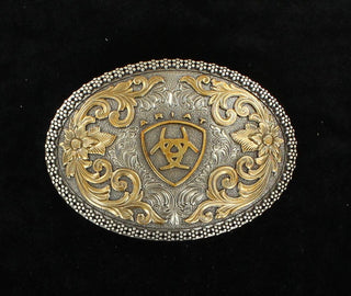 Ariat Oval Logo Belt Buckle – Floral Scroll & Filigree Design (Style A37005) - Cowboy SwaggerAriat Oval Logo Belt Buckle – Floral Scroll & Filigree Design (Style A37005)