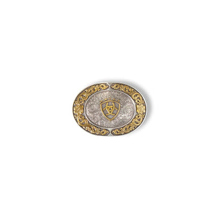 Ariat Oval Western Belt Buckle – Antique Silver & Gold with Floral Engraving (Style A37020) - Cowboy SwaggerAriat Oval Western Belt Buckle – Antique Silver & Gold with Floral Engraving (Style A37020)