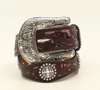 Ariat Pink Leather Floral Embossing Belt - Cowboy SwaggerAriat Pink Leather Floral Embossing BeltBelts