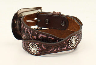 Ariat Pink Leather Floral Embossing Belt - Cowboy SwaggerAriat Pink Leather Floral Embossing BeltBelts