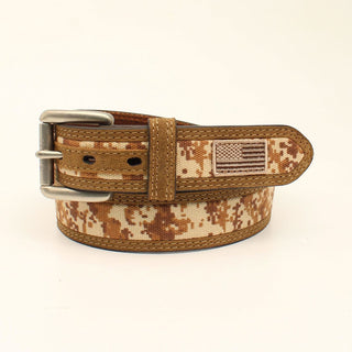 Ariat Tan Digital Camo Center Flag Patch Belt - Cowboy SwaggerAriat Tan Digital Camo Center Flag Patch BeltBelts