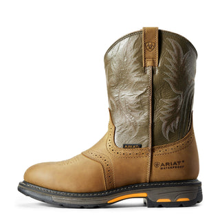 Ariat WorkHog Pull‑On H2O Boots – Aged Bark Leather with Army GreenBoots