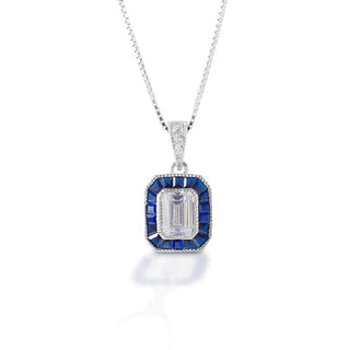 Asscher Cut Blue Spinel Pendant Necklace - Sterling Silver - Cowboy SwaggerAsscher Cut Blue Spinel Pendant Necklace - Sterling SilverNecklaces