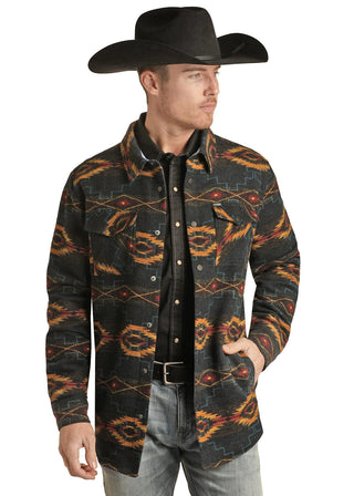 Aztec Shirt Jacket – 100% Cotton Western Shacket RRMO92R08L - Cowboy SwaggerAztec Shirt Jacket – 100% Cotton Western Shacket RRMO92R08L