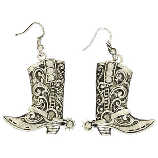 Blazin Roxx Cowboy Boot Earrings with Crystal Accents – Antiqued Silver (30360) - Cowboy SwaggerBlazin Roxx Cowboy Boot Earrings with Crystal Accents – Antiqued Silver (30360)