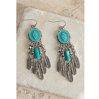 Blazin Roxx Drop Hook Turquoise Feather Earring - Cowboy SwaggerBlazin Roxx Drop Hook Turquoise Feather Earring