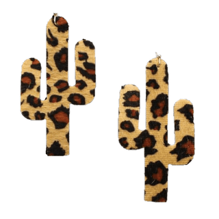Blazin Roxx Faux Leather Leopard Print Cactus Earring - Cowboy SwaggerBlazin Roxx Faux Leather Leopard Print Cactus Earring