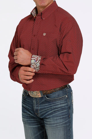 Cinch Men’s Diamond Print Button - Down Western Shirt Burgundy - Cowboy SwaggerCinch Men’s Diamond Print Button - Down Western Shirt Burgundy