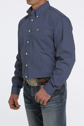 Cinch Men’s Geometric Print Button Down Royal Blue Western Shirt - Cowboy SwaggerCinch Men’s Geometric Print Button Down Royal Blue Western Shirt