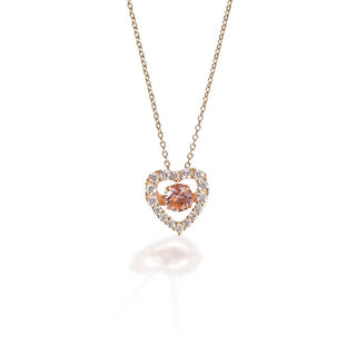 Clear & Pink Heart Pendant - Rose Gold - Cowboy SwaggerClear & Pink Heart Pendant - Rose Gold
