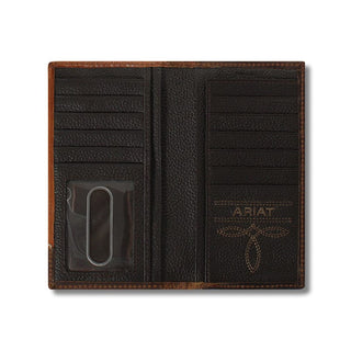 Cowboy Swagger Ariat Leather Embossed Corner Overlay Concho Rodeo Wallet