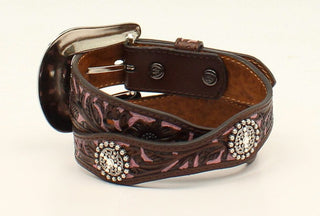 Cowboy Swagger Belts Ariat Pink Leather Floral Embossing Belt