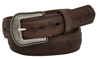 Cowboy Swagger Boy’s Distressed Leather Barbed Wire Embossing Belt
