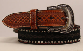 Cowboy Swagger Belts 44” Nocona Barbwire Design Tooled Leather Men’s Belt