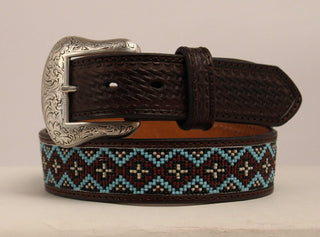 Cowboy Swagger 44” Nocona Men’s Brown Blue Accent Basket Weave Belt