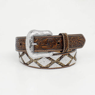 Cowboy Swagger Nocona Silver Diamond Tooled Billet Belt