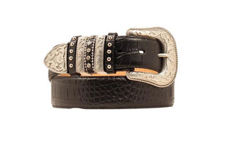 Cowboy Swagger Nocona Women’s Black Croc Print Belt