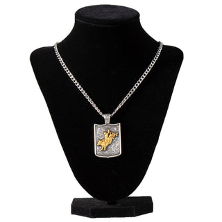 Cowboy Swagger Twister Men’s Antique Gold Bull Rider Necklace