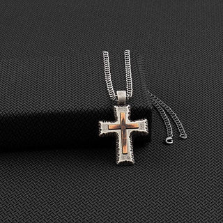 Cowboy Swagger Twister Men’s Brass Chain Cross Pendant Necklace