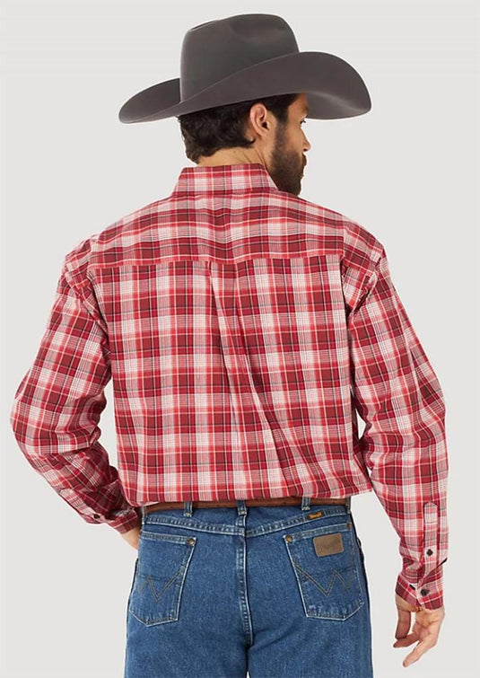 Wrangler Men's George Strait Plaid Long Sleeve Western Shirt