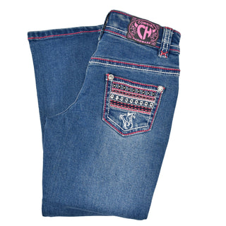 Cowgirl Hardware Toddler Aztec Rider Embroidered Jean Pink Medium Wash - Cowboy SwaggerCowgirl Hardware Toddler Aztec Rider Embroidered Jean Pink Medium Wash