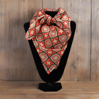 Geometric Pattern Red Silk Wild Rag - Cowboy SwaggerGeometric Pattern Red Silk Wild Rag