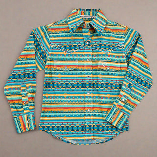 Girls Vintage Aztec Print Western Shirt - Cowboy SwaggerGirls Vintage Aztec Print Western ShirtShirts & Tops