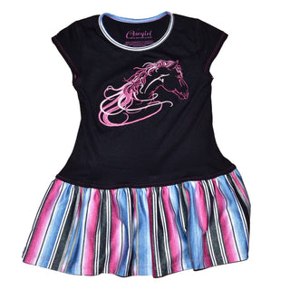 Infant/Toddler Horse Serape Dress – Black - Cowboy SwaggerInfant/Toddler Horse Serape Dress – Black