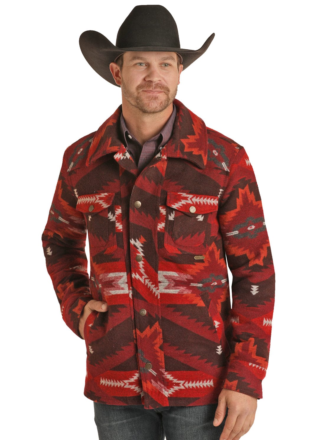Men's Red Aztec Jacquard Commander jacket – Cowboy Swagger