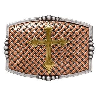 Nocona Cross Motif Western Belt Buckle – Basket Weave Background (Style 37115) - Cowboy SwaggerNocona Cross Motif Western Belt Buckle – Basket Weave Background (Style 37115)