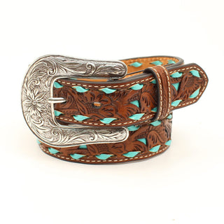 Nocona Girls Floral Pierced Turquoise Belt - Cowboy SwaggerNocona Girls Floral Pierced Turquoise Belt