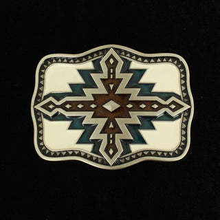 Nocona Tribal Pattern Oval Belt Buckle – Black & Turquoise Fan Design (Style 37997) - Cowboy SwaggerNocona Tribal Pattern Oval Belt Buckle – Black & Turquoise Fan Design (Style 37997)Buckle