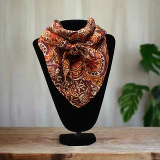 Orange Floral Print Silk Wild Rag - Cowboy SwaggerOrange Floral Print Silk Wild Rag